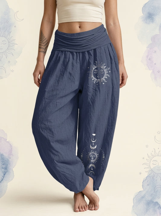 Sun & Moon Cotton Harem Pants in Dark Slate Blue