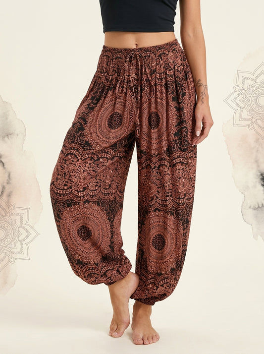 Thai Print Harem Pants in Copper Mandala