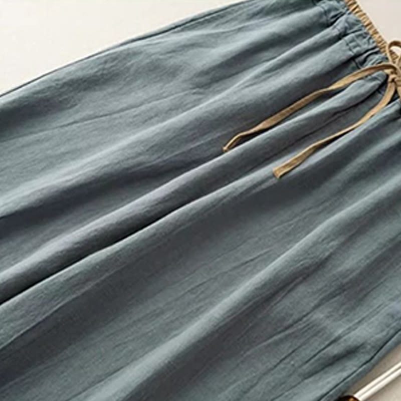 Cotton-Linen Drawstring Pants with Pockets — product detail 2