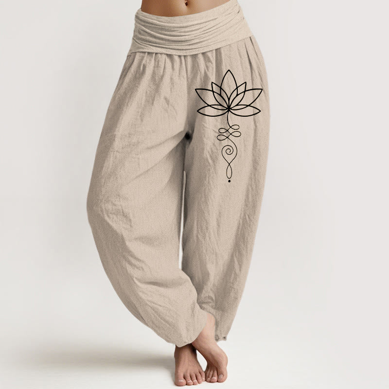Lotus Unalome Cotton Harem Pants — product detail 1