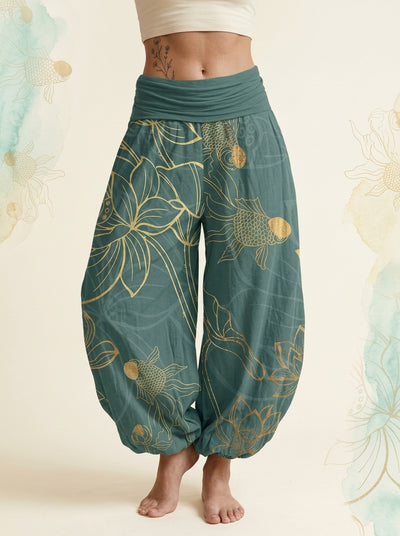 Koi & Lotus Cotton Harem Pants