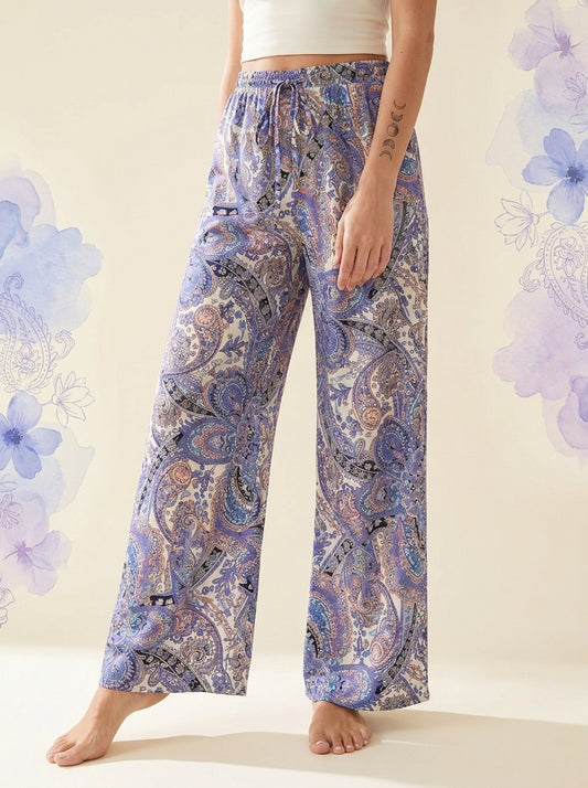 Paisley Wide-Leg Pants in Lavender Paisley