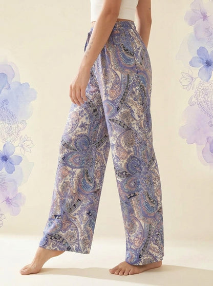 Paisley Wide-Leg Pants in Lavender Paisley, side view