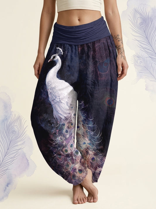 Peacock Cotton Harem Pants in Indigo