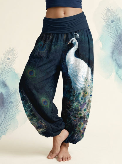 Peacock Cotton Harem Pants in Midnight Blue, front view