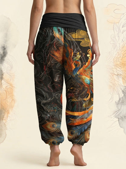 Phoenix Cotton Harem Pants in Black, back view