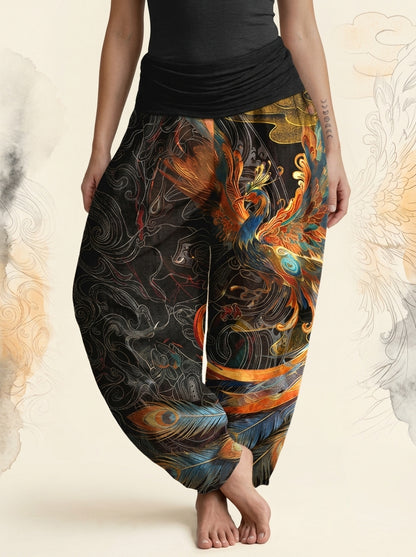 Phoenix Cotton Harem Pants in Black, front view