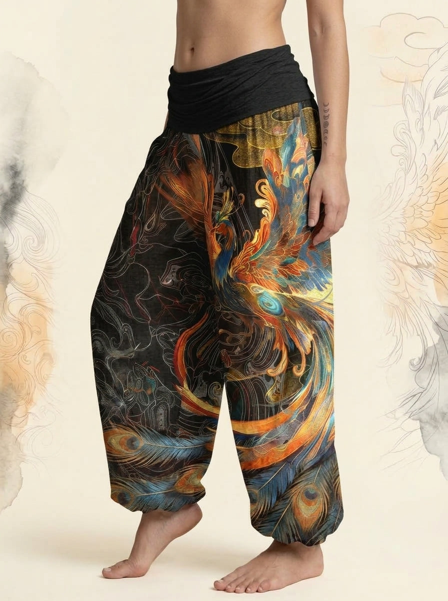Phoenix Cotton Harem Pants in Black, side view