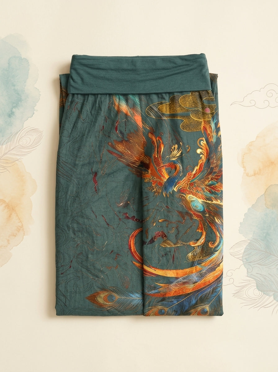 Phoenix Cotton Harem Pants in Cadet Blue, folded flat