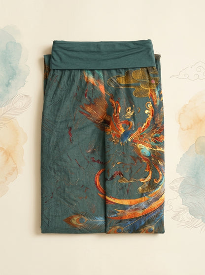Phoenix Cotton Harem Pants in Cadet Blue, folded flat