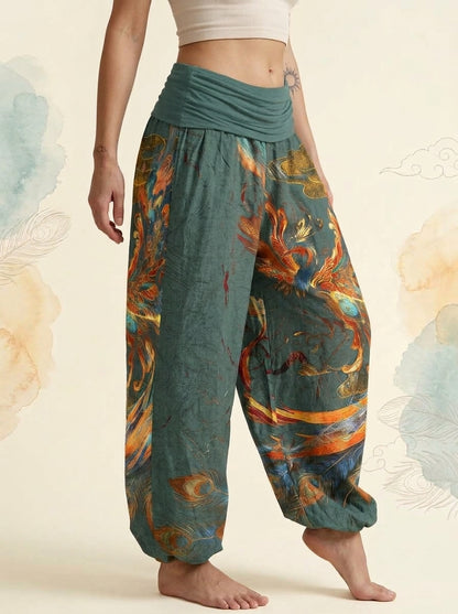 Phoenix Cotton Harem Pants in Cadet Blue, side view