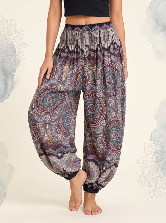 Thai Print Harem Pants in Mauve Paisley