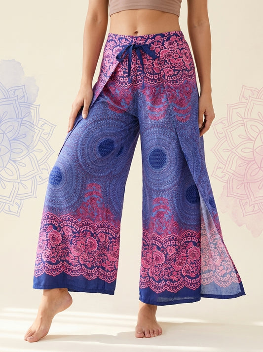 Mandala Wrap Palazzo Pants in Violet Pink