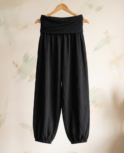 Plain Cotton Harem Pants — hanging view