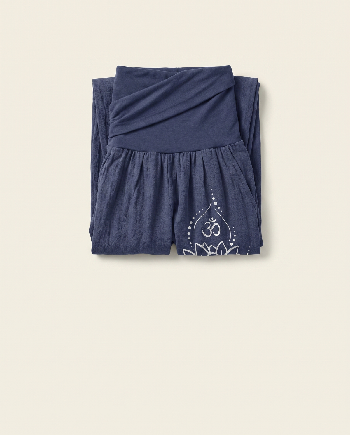 Lotus & Om Cotton Harem Pants — folded view