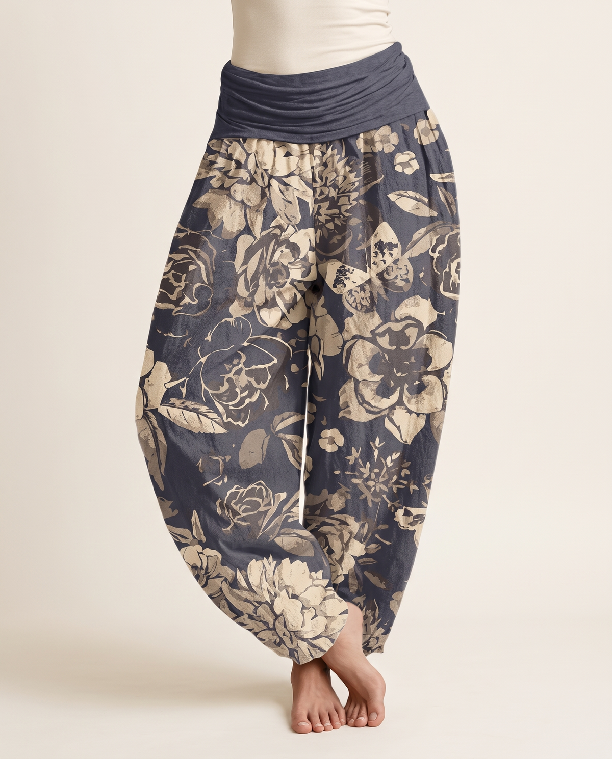 Peony Cotton Harem Pants — worn by a model