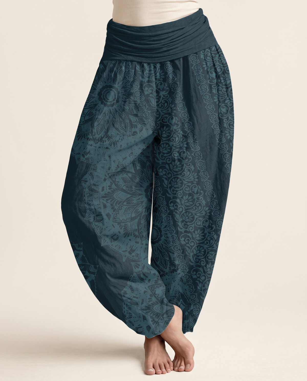 Mandala Cotton Harem Pants — worn by a model