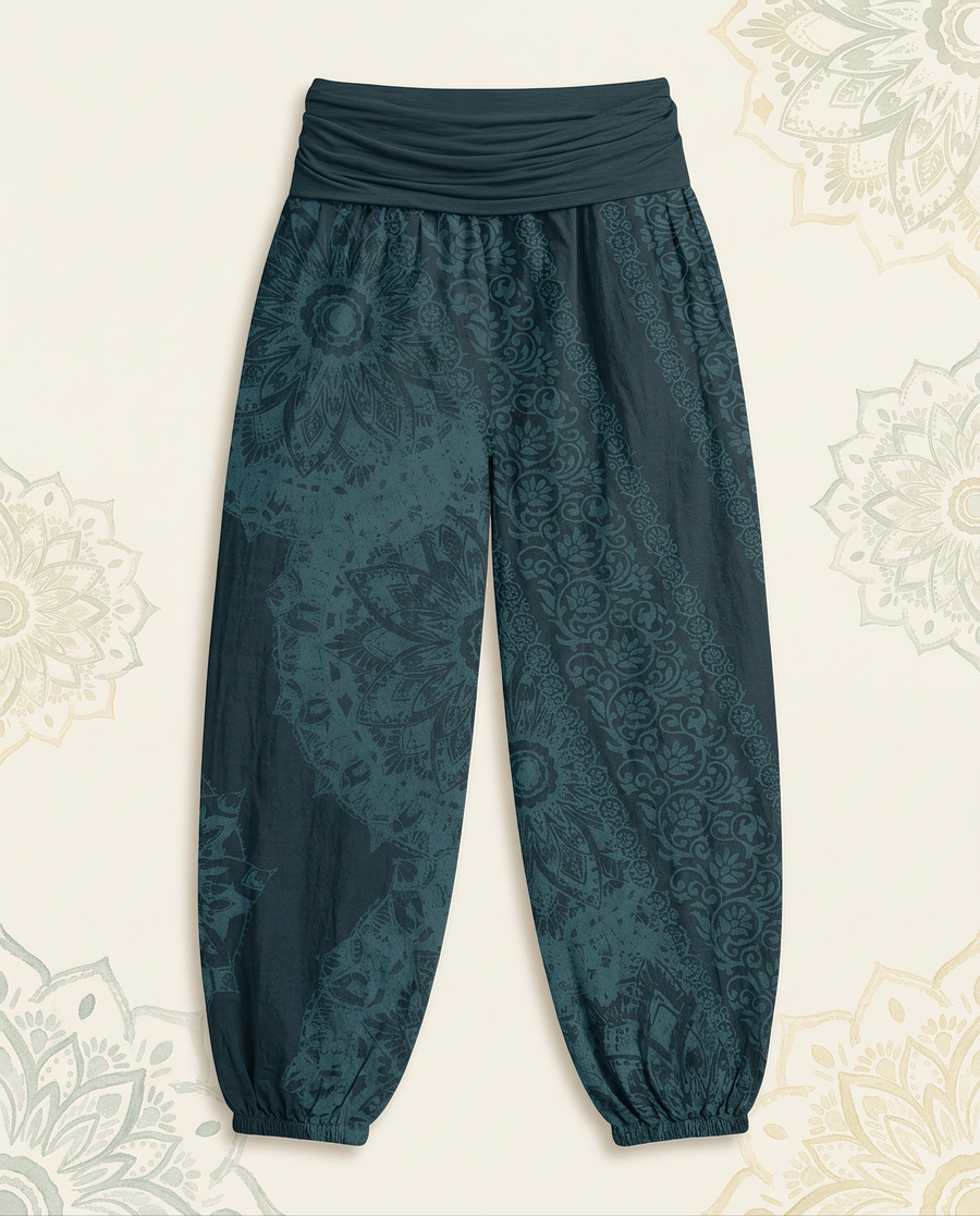 Mandala Cotton Harem Pants — flat-lay view
