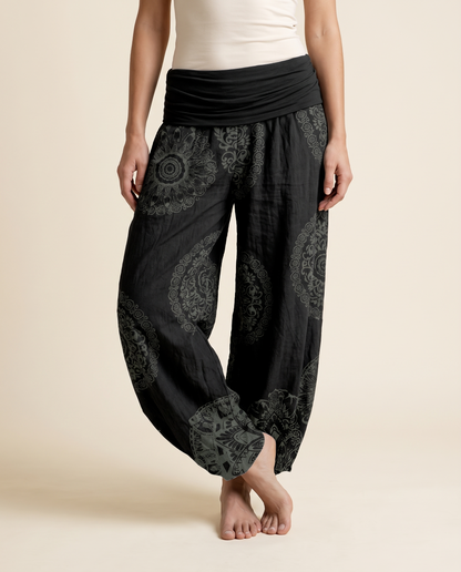 Mandala Cotton Harem Pants — worn by a model