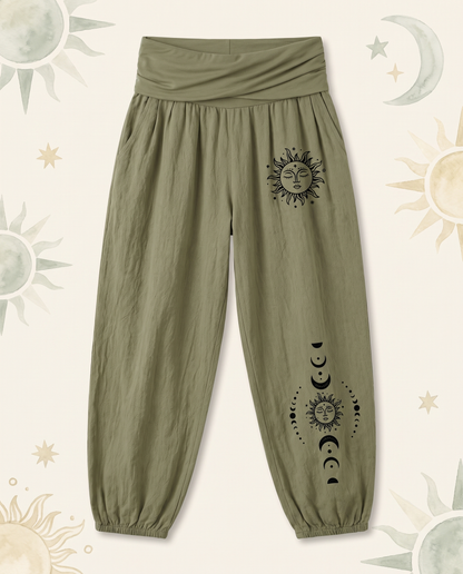 Sun & Moon Cotton Harem Pants — flat-lay view