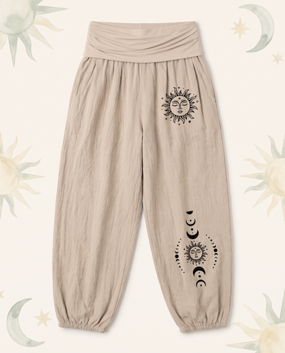 Sun & Moon Cotton Harem Pants — flat-lay view