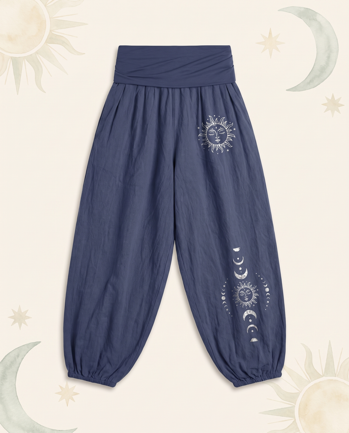 Sun & Moon Cotton Harem Pants — flat-lay view