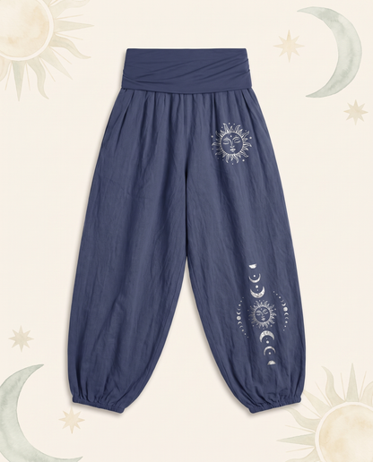 Sun & Moon Cotton Harem Pants — flat-lay view