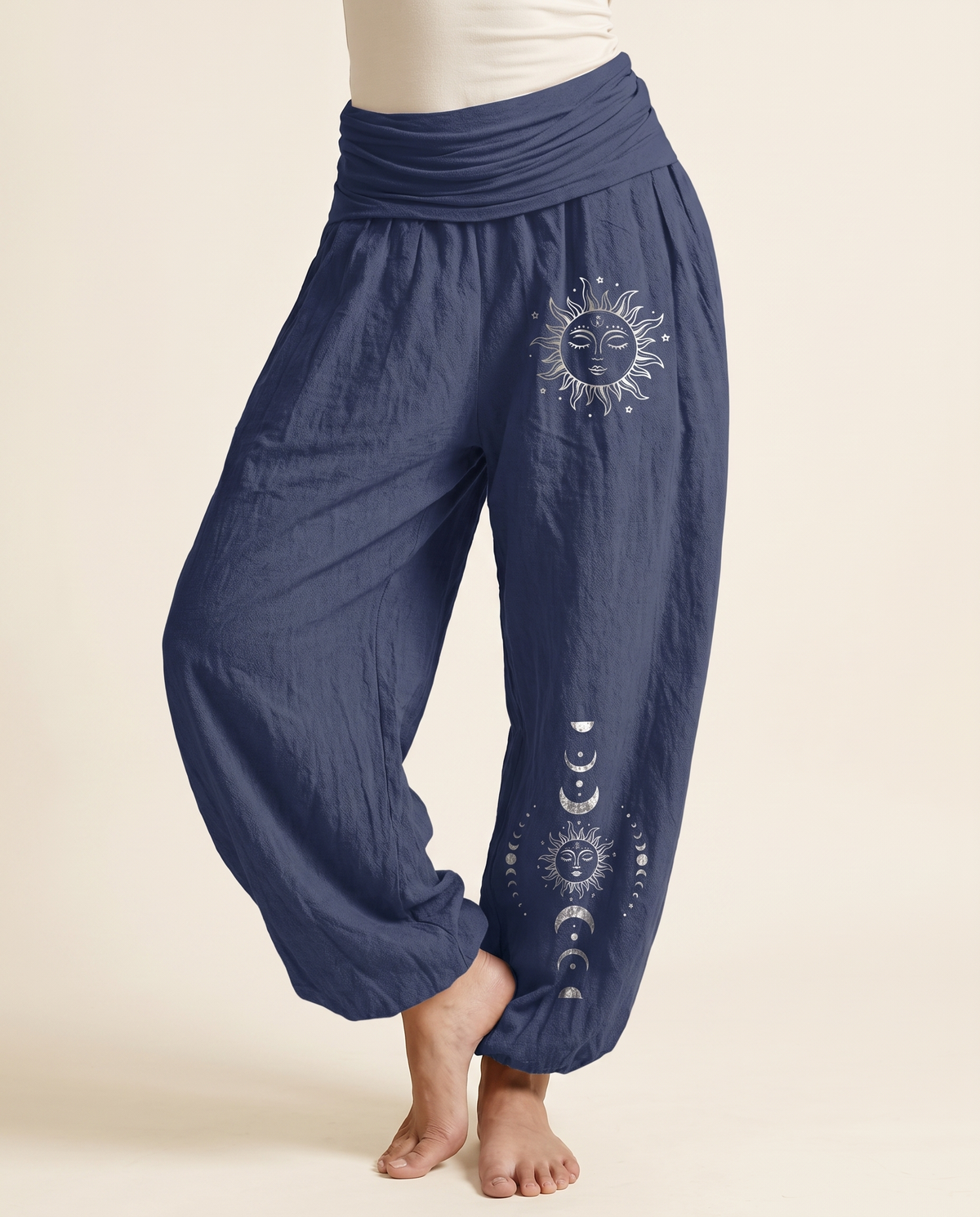 Sun & Moon Cotton Harem Pants — worn by a model