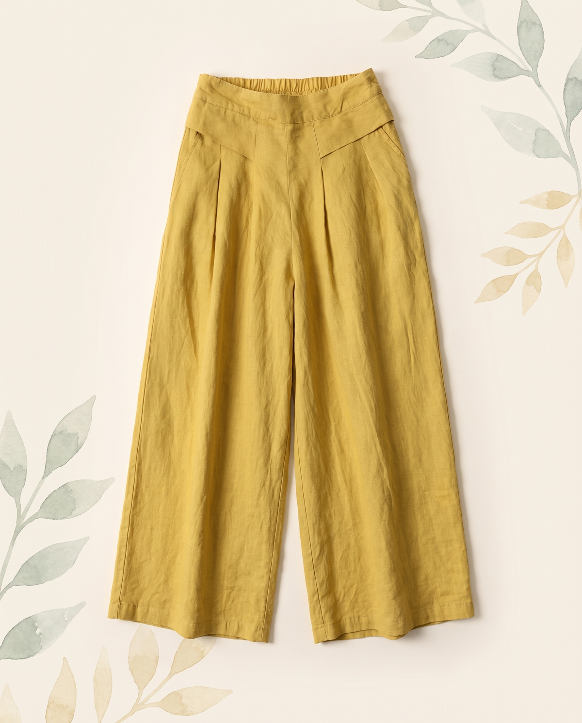 Cotton-Linen Wide-Leg Pants with Pockets — alternate view