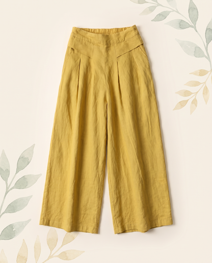 Cotton-Linen Wide-Leg Pants with Pockets — alternate view