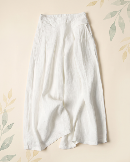 Cotton-Linen Wide-Leg Pants with Pockets — alternate view