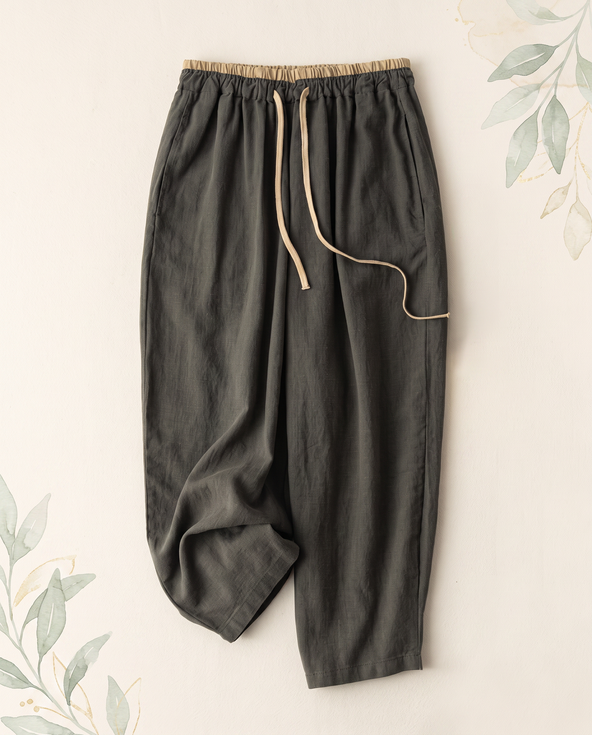 Cotton-Linen Drawstring Pants with Pockets — alternate view