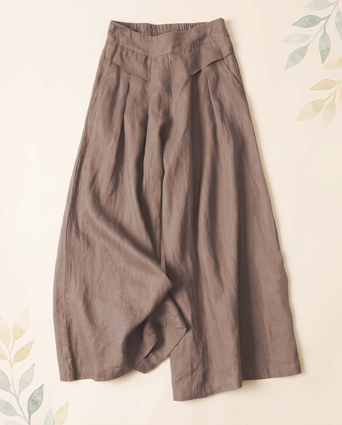 Cotton-Linen Wide-Leg Pants with Pockets — alternate view