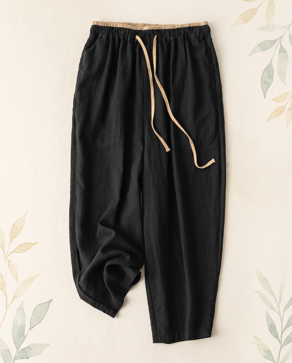 Cotton-Linen Drawstring Pants with Pockets — alternate view