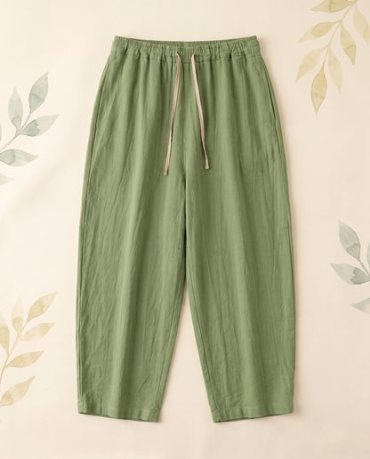 Cotton-Linen Drawstring Pants with Pockets — alternate view