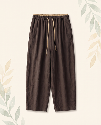 Cotton-Linen Drawstring Pants with Pockets — alternate view