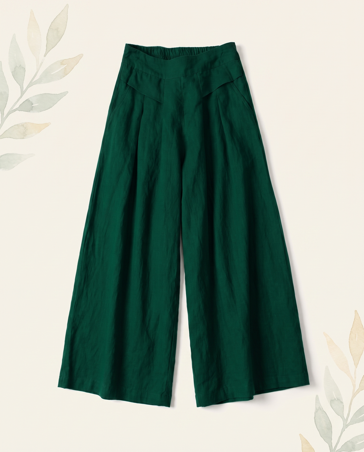 Cotton-Linen Wide-Leg Pants with Pockets — alternate view