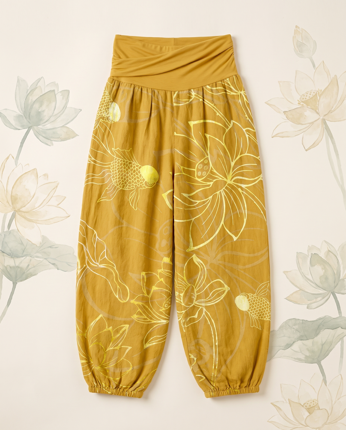 Koi & Lotus Cotton Harem Pants — alternate view