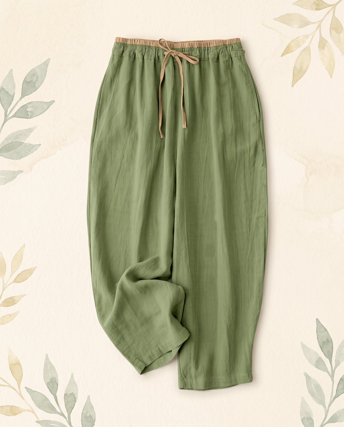 Cotton-Linen Drawstring Pants with Pockets — alternate view
