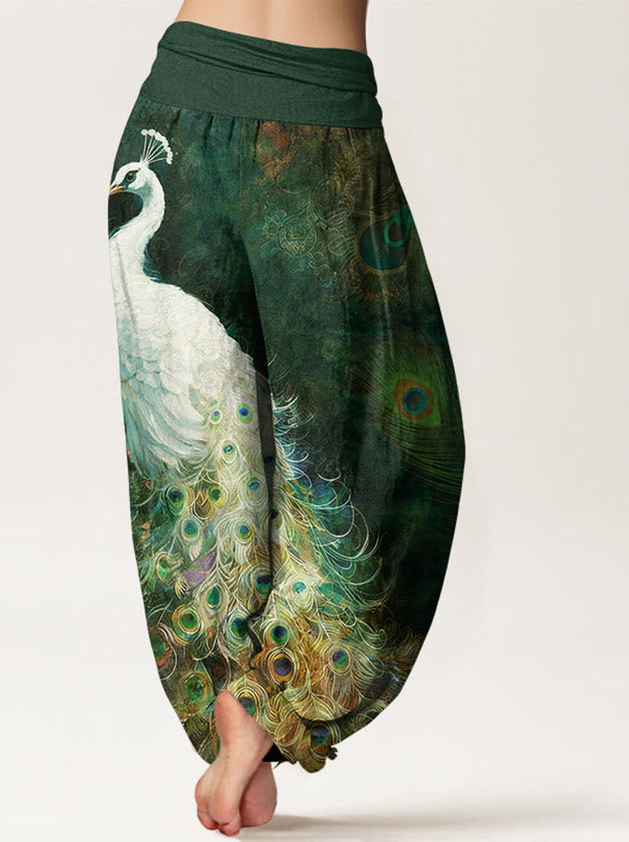 Peacock Cotton Harem Pants — back model view