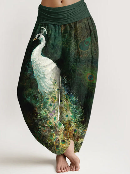 Peacock Cotton Harem Pants — front model view