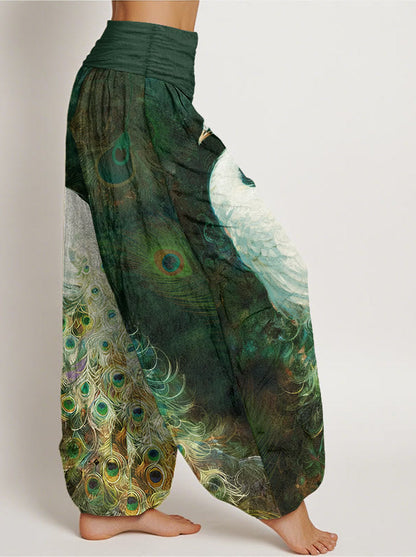 Peacock Cotton Harem Pants — side model view