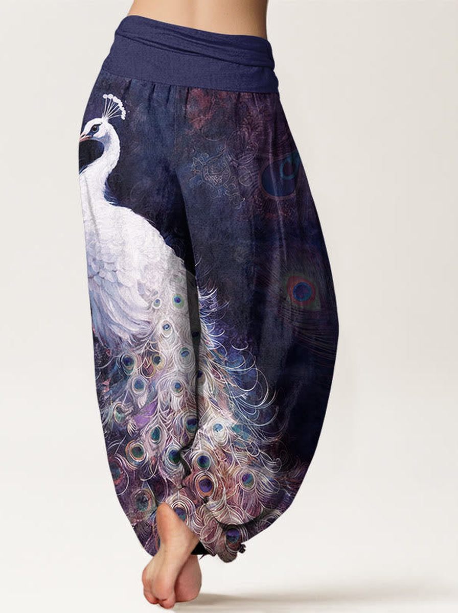 Peacock Cotton Harem Pants — back model view
