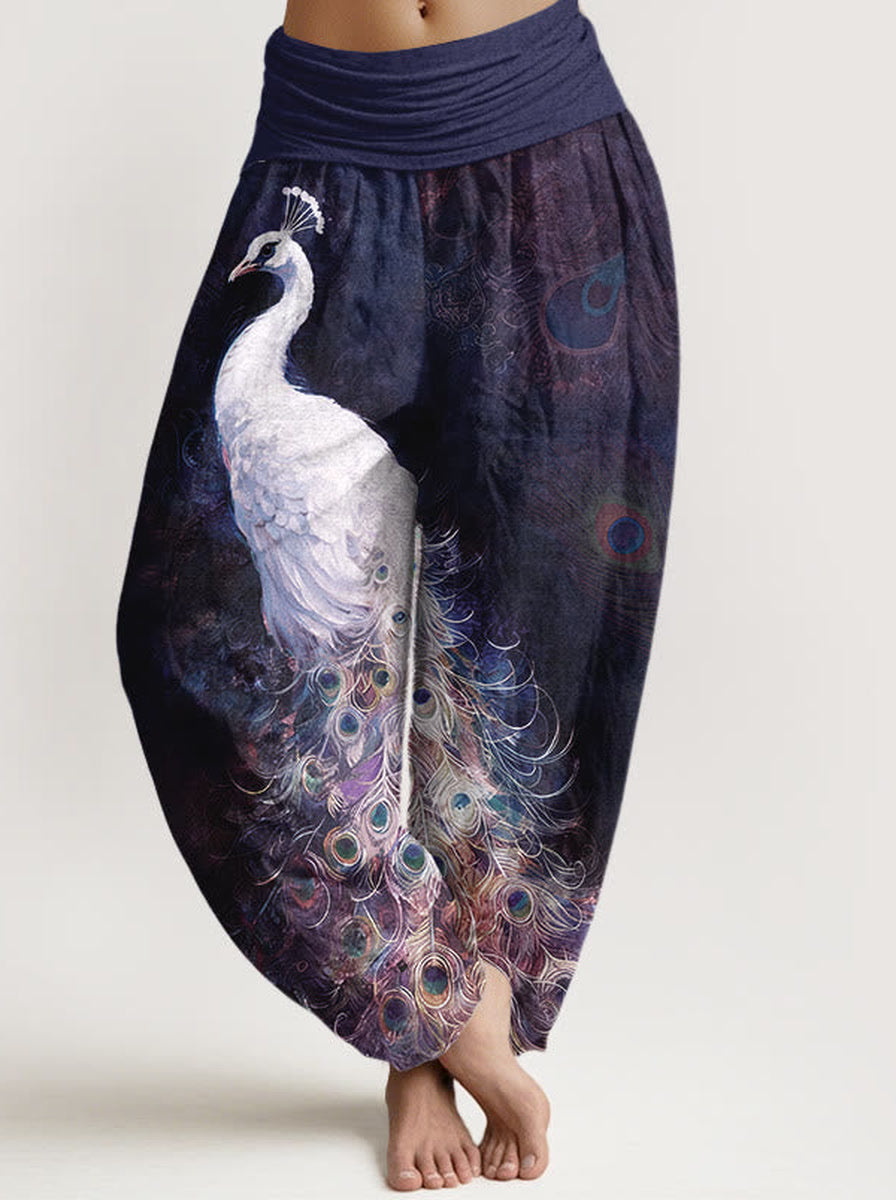 Peacock Cotton Harem Pants — front model view