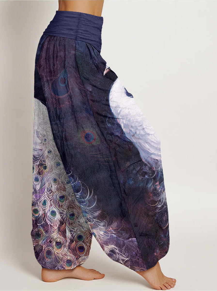Peacock Cotton Harem Pants — side model view