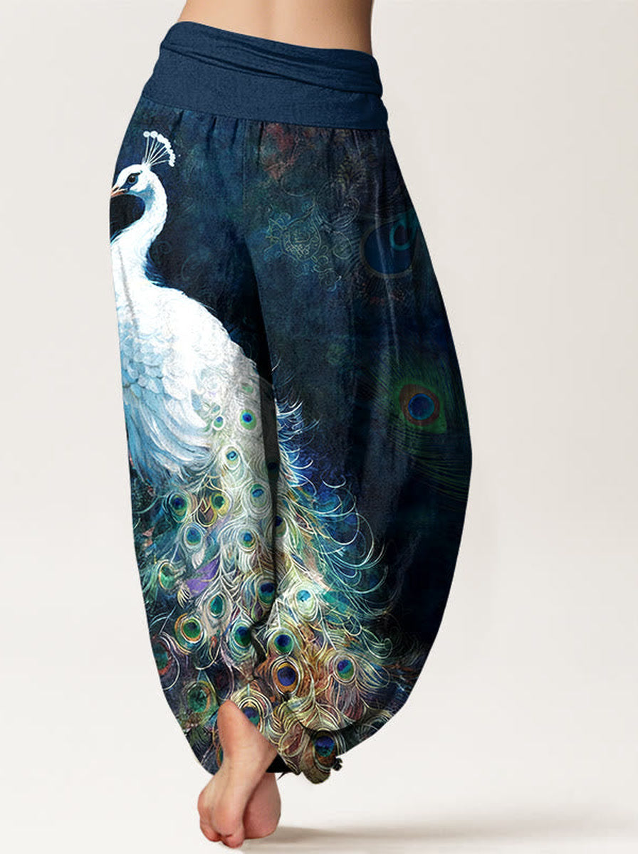 Peacock Cotton Harem Pants — back model view