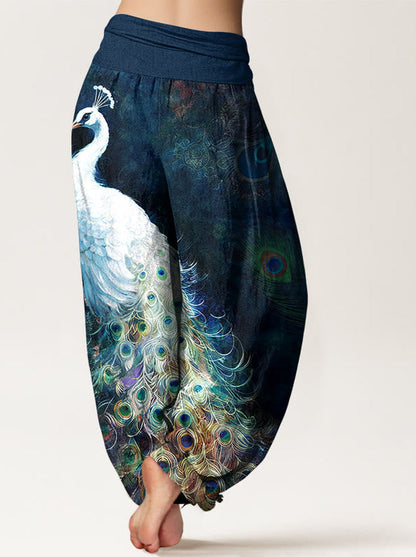 Peacock Cotton Harem Pants — back model view