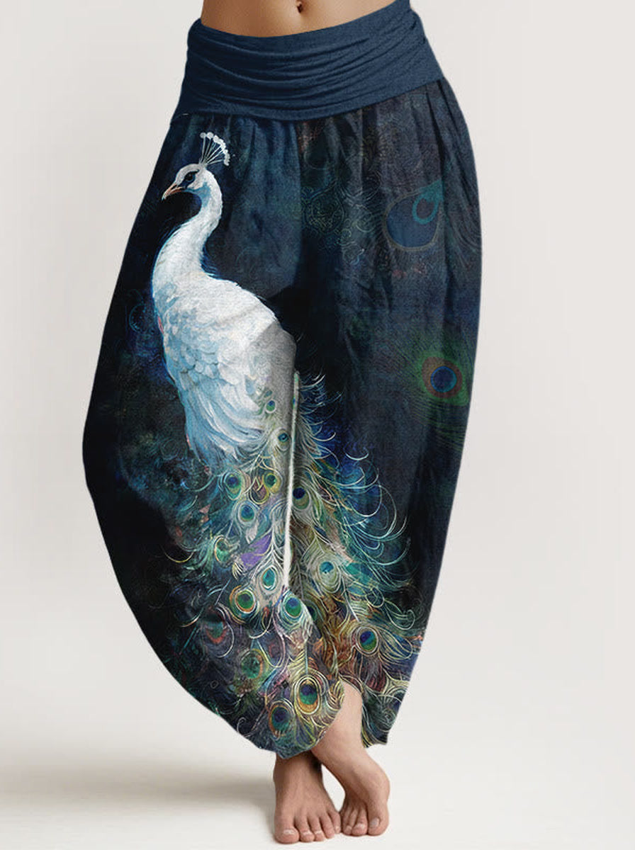 Peacock Cotton Harem Pants — front model view