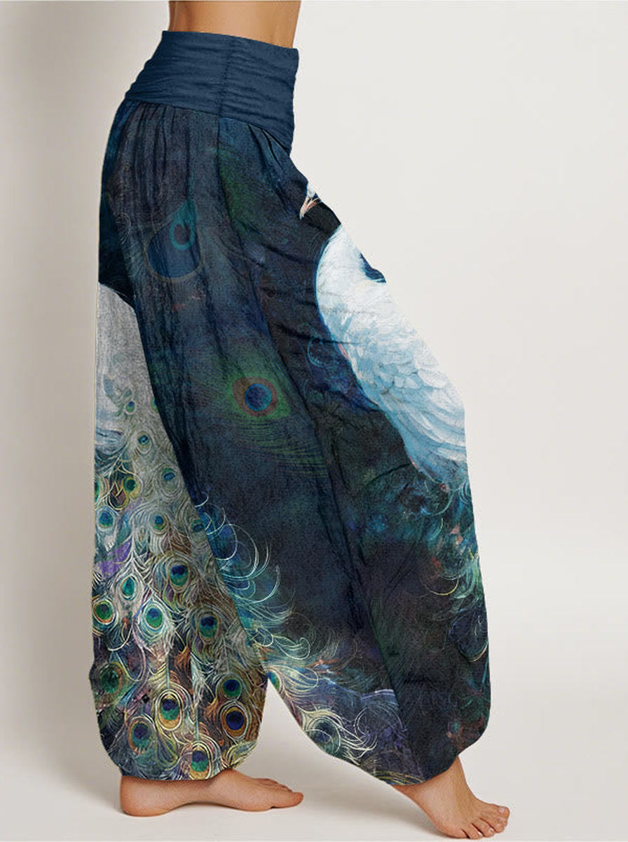 Peacock Cotton Harem Pants — side model view