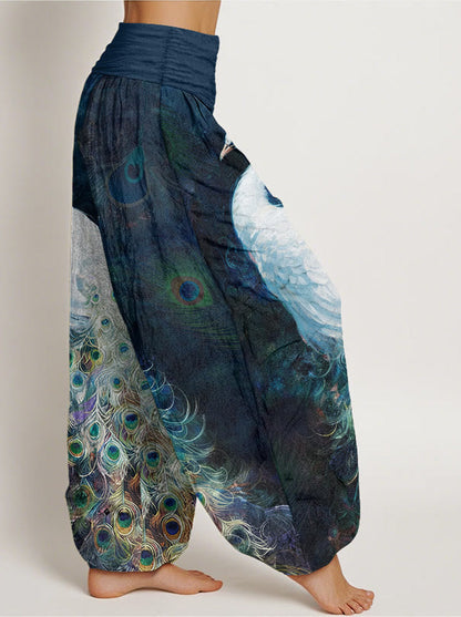 Peacock Cotton Harem Pants — side model view